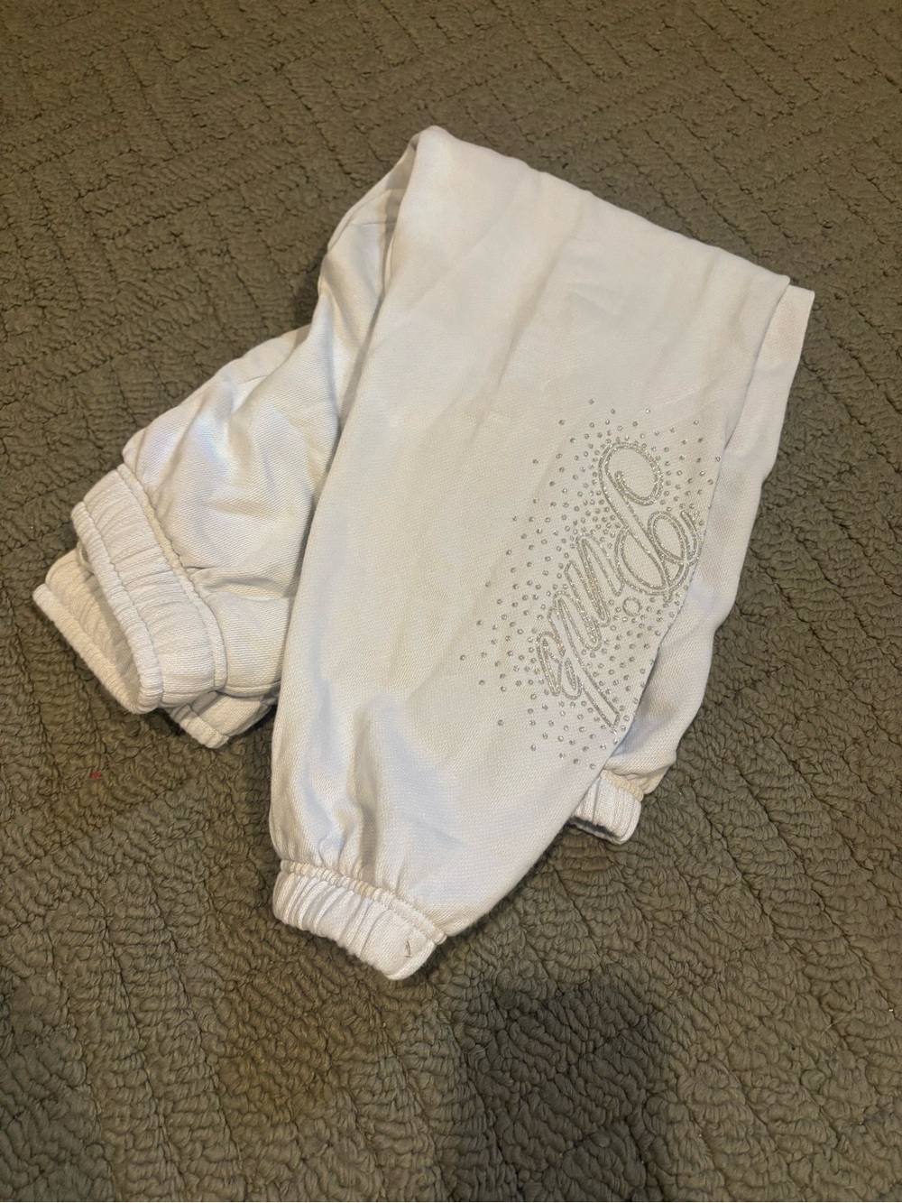 Light blue woman  Jogging Pants with Rhinestone Script
